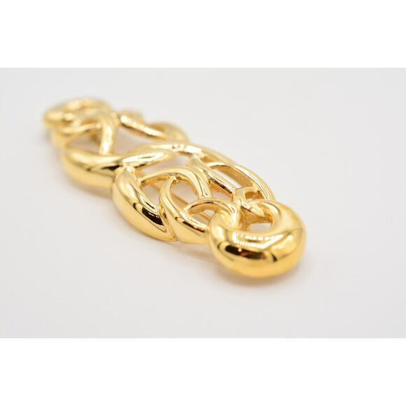 Givenchy Vintage Pin Brooch Weaved Bar Gold Large Chunky Runway Signed 80s Bin5A - Picture 6 of 12